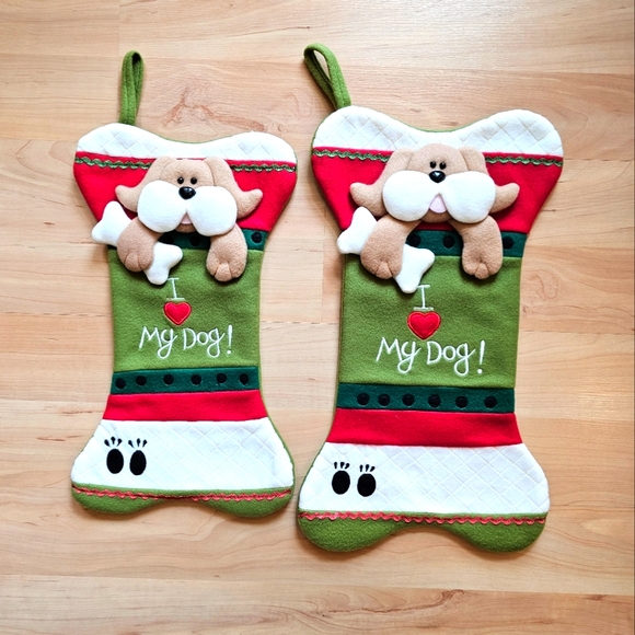 Stocking Christmas Holiday Dog Lot of 2 - Picture 1 of 3